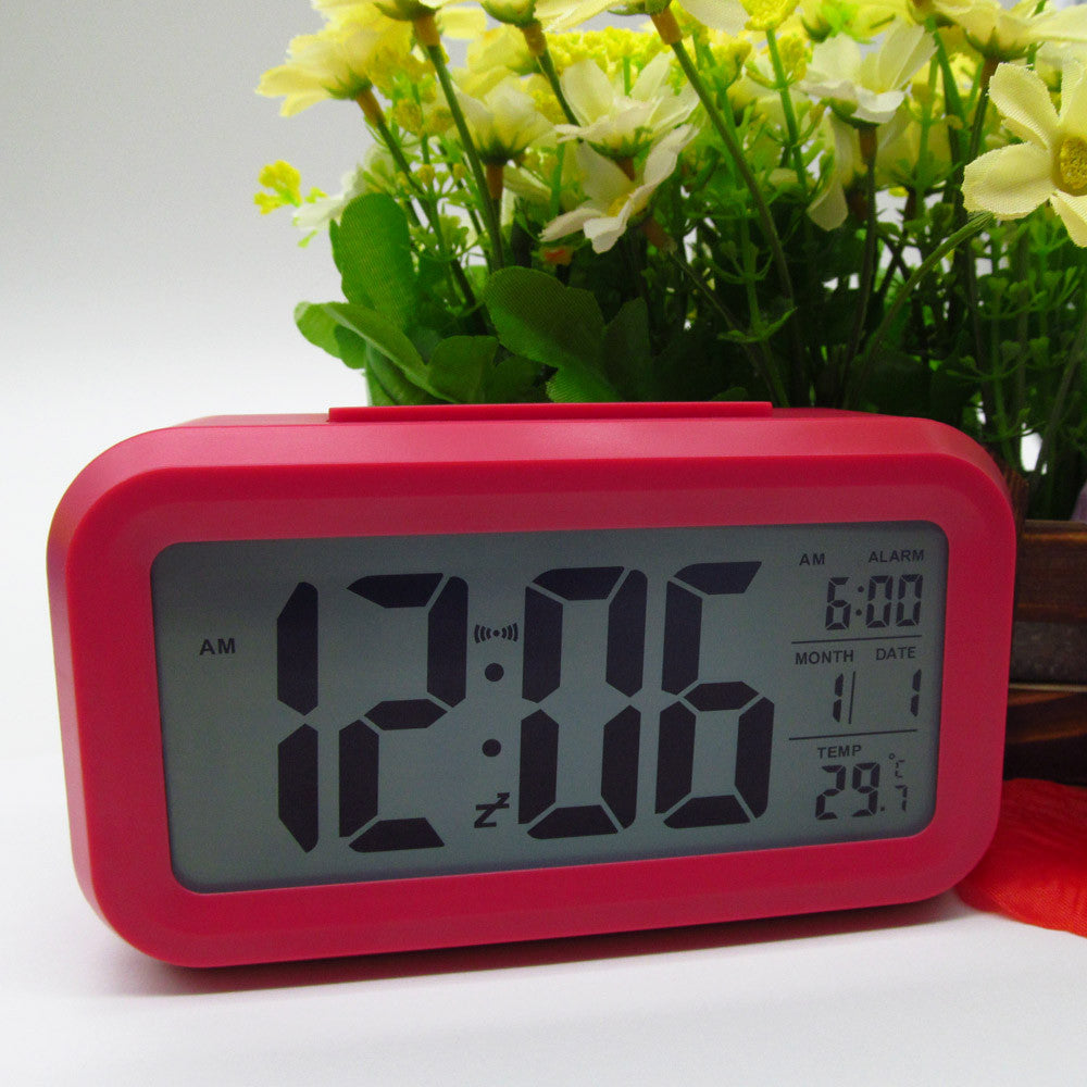 Digital LCD Screen Mini Desktop LED Alarm Clock Multi-function With Control Backlight + Snooze + Calendar + Thermometer