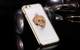 Metal Plating Bling Diamond Pattern Case For Iphone 6 6s / 6s Plus Hard PC Ring Flower Stand Back Phone Cover