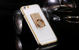 Metal Plating Bling Diamond Pattern Case For Iphone 6 6s / 6s Plus Hard PC Ring Stand Back Phone Cover