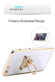 Metal Plating Bling Diamond Pattern Case For Iphone 6 6s / 6s Plus Hard PC Ring Animal Stand Back Phone Cover