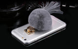 For iphone 6 6s / Plus Case Fundas Rabbit Fur Ball Tassels Metal Ring Cases Soft TPU + Hard PC Girly Coque Cover For Iphone6 I6