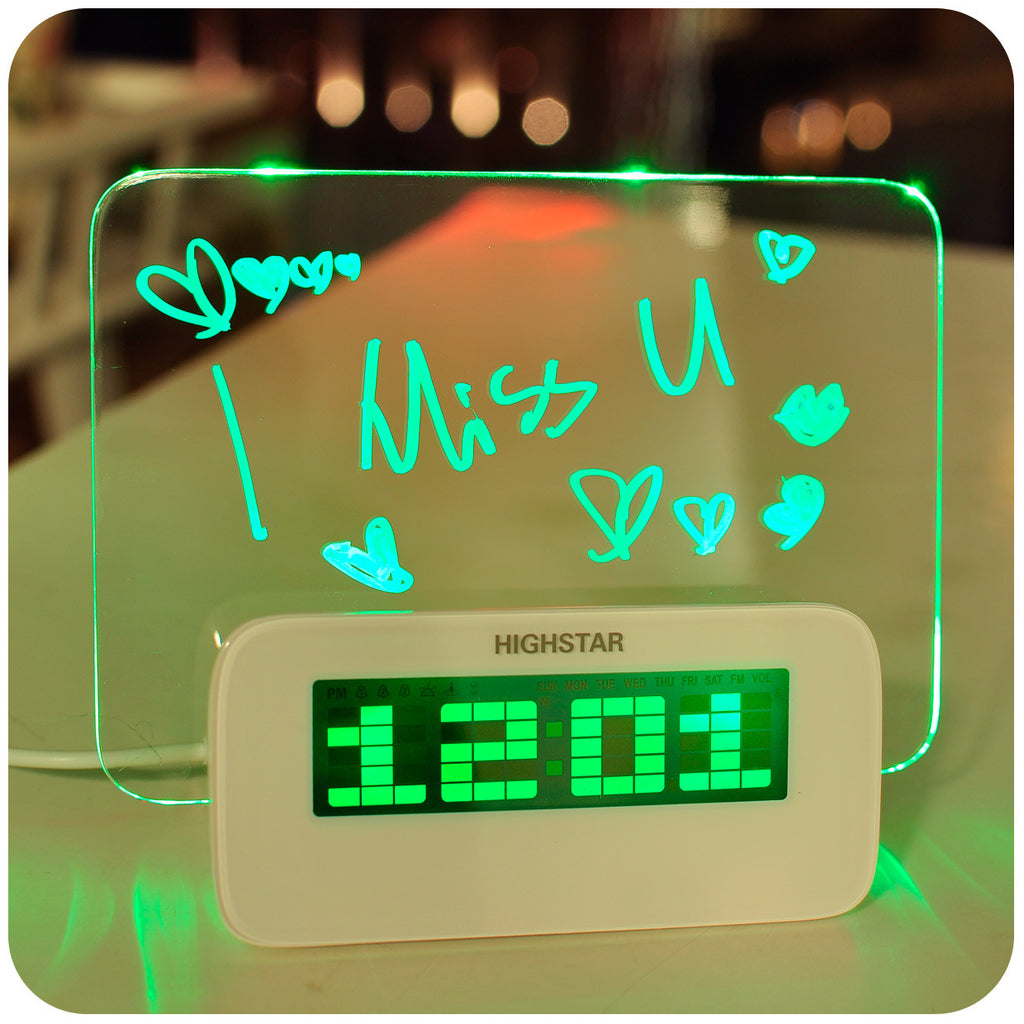 Hot Sale LED Fluorescent Message Board Digital Alarm Clock Calendar Night Light Modem LED Alarm Backlight