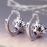 New Women Earrings! Fashion 18k White Gold Plated Lovely Famous Brand Jewelry Hoop Earings for Ladies Party