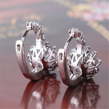 New Women Earrings! Fashion 18k White Gold Plated Lovely Famous Brand Jewelry Hoop Earings for Ladies Party