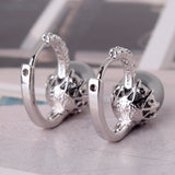 Fabulous Crystal Hoop Earrings for Women White/Gray Simulated Pearl Delightful Wedding Design Huggie Earrings