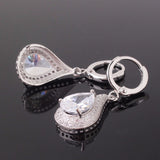 Creative Jewelry Earring for Women 18k White Gold Plating Drop Earrings Pear Shape Crystal Fabulous Wedding Dangle Earrings