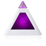 7 LED Color Changing Pyramid Digital LCD Snooze Alarm Clock Triangle Thermometer C/F relogio de mesa reloj despertador