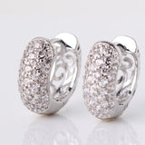 Lovely Charming Women Earings Fashion Round White Topaz Ladies Party Shinning Huggie Hoop Earing Hot Sale Brinco Earrings