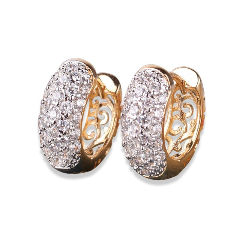 Lovely Charming Women Earings Fashion Round White Topaz Ladies Party Shinning Huggie Hoop Earing Hot Sale Brinco Earrings