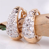 New Small Earings for Women Round Cut White Crystals Cubic Zirconia Hoop Earrings Ladies Wedding Jewelry