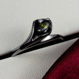 Latest design trendy turkish engagement rings black gold calla shaped zircon ring best friends gift