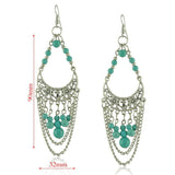Ethnic Style Tibetan Silver Turquoise Earrings Hollow Out Long Tear Drop Earrings Brincos Wholesale Jewelry