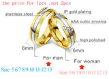Fashion Gold Plated Couple Ring For Women Men Wedding Engagement Rings 316l Stainless Steel