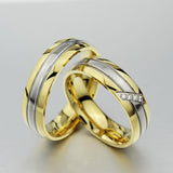 Fashion Gold Plated Couple Ring For Women Men Wedding Engagement Rings 316l Stainless Steel