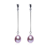 genuine pearl earrings for women high quality 925 sterling silver long earrings freshwater pearl jewelry
