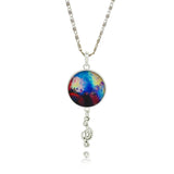 Brand Fashion Jewelry Pendant Silver Chain Galaxy Necklace Choker Necklace Glass Galaxy Lovely & Pendant