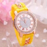 Dress Casual Clock Female Relogio Luxury Quartz Watch Diamond Wristwatches Women Silicone Platinum Chain Fashion Watches