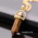 Gold Plated Natural Stone Opal Pendant Necklace For Women Bullet Shape Turquoise Crystal Gem Stone Necklaces