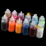 12 Color Glitter Decor Nail Art Powder Dust Bottle Set