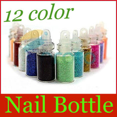 12 Color Glitter Decor Nail Art Powder Dust Bottle Set