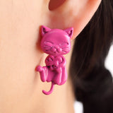 Fashion Colourful bijoux 3D Black eye Cute Small Cat Stud Earrings For Women Fine Jewelry brincos