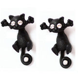 Fashion Colourful bijoux 3D Black eye Cute Small Cat Stud Earrings For Women Fine Jewelry brincos