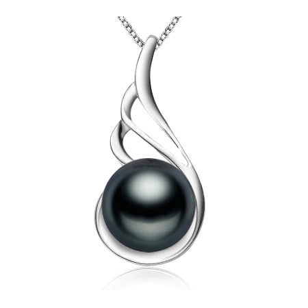 Fashion 925 sterling silver black pearl pendant necklace for women Elegant freshwater pearl jewelry AAAA high quality