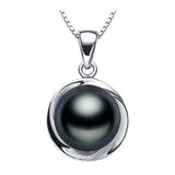 925 sterling silver black pearl pendant necklace for women Elegant freshwater pearl jewelry AAAA high quality