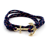 Men Jewelry Navy wind DIY Anchor Bracelet Weave Multilayer Bracelet for Women Cuir Bouton Pression Gold Plated Tom Hope