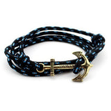 Men Jewelry Navy wind DIY Anchor Bracelet Weave Multilayer Bracelet for Women Cuir Bouton Pression Gold Plated Tom Hope