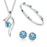 Hot Sale Promotion Fashion Silver Plated Austrian Crystal Necklace/Stud Earrings bracelet Wedding Jewelry