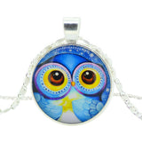 Fashion Owl Pendant Necklace in Jewelry Vintage Glass Cabochon Statement Necklace Newest Silver Color Chain Necklace