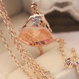 Sweater Chain Shiny Crystal Ballet Girl Pendant Necklace Statement Long Necklaces Jewelry For Women