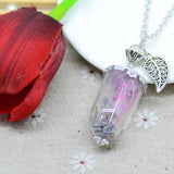 glass Dry flower necklace real flower Bottle necklace Pendant necklace silver plated chain Necklace for women jewerly fashion
