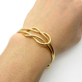 18K Gold Statement Punk Fashion Stainless Steel Opening Line Style Cuff Bangle Bracelets For Women