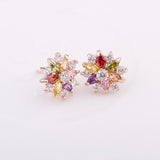 18K Real Gold Plated Gold Star Stud Earrings with Multicolor Zircon Stone For Women Birthday Gift Jewelry