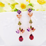 18K Real Gold Plated Gold Unique Dangle Earrings with Multicolor AAA Zircon Stone Engagement Jewelry