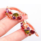 18K Real Gold Plated Gold Unique Stud Earrings with Multicolor AAA Zircon Stone Nickel, Cadmium free Jewelry