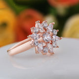 New 18K Rose Gold Plated Finger Ring for Women with AAA Cubic Zircon Engagement Jewelry