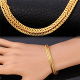 Gold Plated Bracelet New Fashion Rock Style 21 cm 0.6 cm Thick Snake Chain Bracelet Men Jewelry 