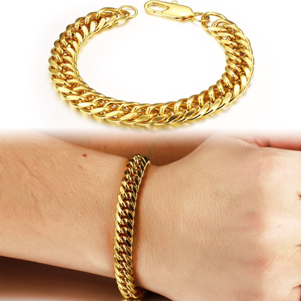 Luxury weddings jewelry 18K Gold plated bracelet men gold plated chain bracelet jewelry men's bracelet chain