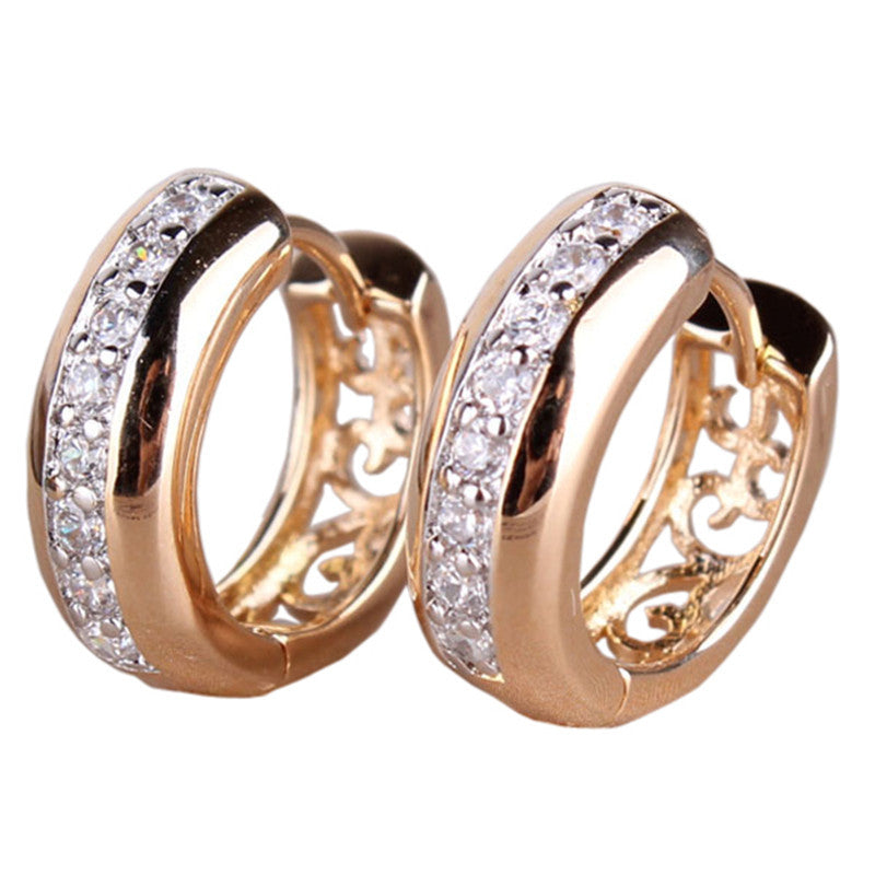 Gold Rose/White/Platinum Plated Earring for Women Round White Crystal Cubic Zirconia Hoop Huggies Earrings for Women