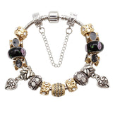 Fashion Silver Plated Charms Bracelet Rose Gold Murano Glass Beads Bracelets & Bangles Original Bracelets For Women Jewelry