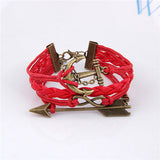 Multilayer Braided Bracelets Leather Wax Cord LOVE Symbol Hello Kitty Bracelet Fashionable Women Jewelry