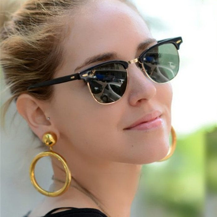 HOT Fashion Classic Retro Golden Mirrored Lens Sunglasses Brown Shades Women Men Accessories