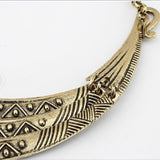 Vintage Metal Collares Three Layers Gold Statement Crescent Tribal Bib Women Collar Necklace