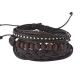 Leather Bracelet Men Multilayer bead Bracelet Punk Wrap Bracelets for Women Vintage punk Casual Men Jewelry