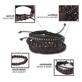 Leather Bracelet Men Multilayer bead Bracelet Punk Wrap Bracelets for Women Vintage punk Casual Men Jewelry