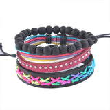 Multilayer Leather Bracelet Men Jewelry Bohemian Rock Wooden Bead Bracelets For Women Love Vintage Bracelets & Bangles 
