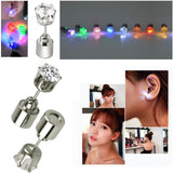 Light Up LED earrings Studs Flashing Blinking Stainless Steel Earrings Studs Dance Party Accessories unisex for Men Women 1 Pair